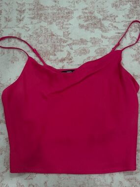 Zara Hot Pink Silk Going Out Top